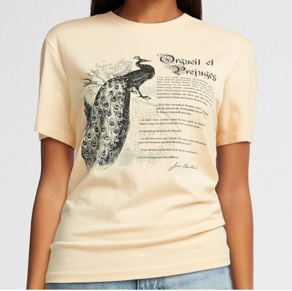Women’s Cream Graphic Peacock Tee